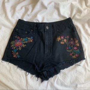 BDG Black Embroidered Shorts